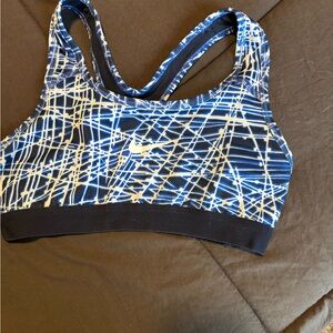 Nike Women's Abstract Blue and White Sports Bra